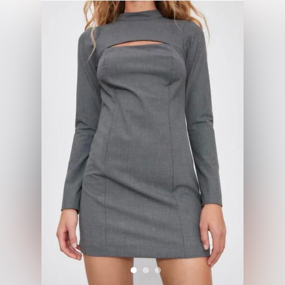 Zara Grey Bodycon Knit Dress Women’s [large]